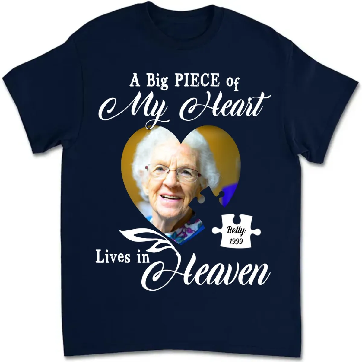 Family - Memorial Upload Photo, A Big Piece Of My Heart Lives In Heaven - Personalized Unisex T-shirt