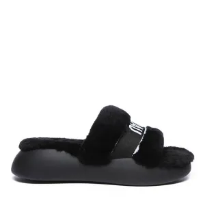 Feathery High Platform Wool Slides