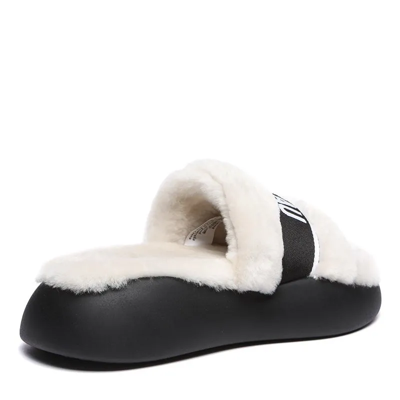 Feathery High Platform Wool Slides