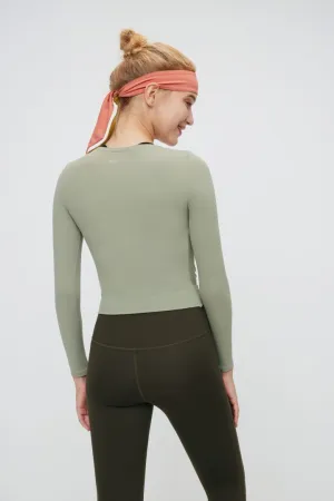 FlexEase™ Tummy Cross Long Sleeve Crop Tops