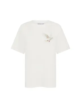 Flying Dove Print Unisex T-Shirt in White