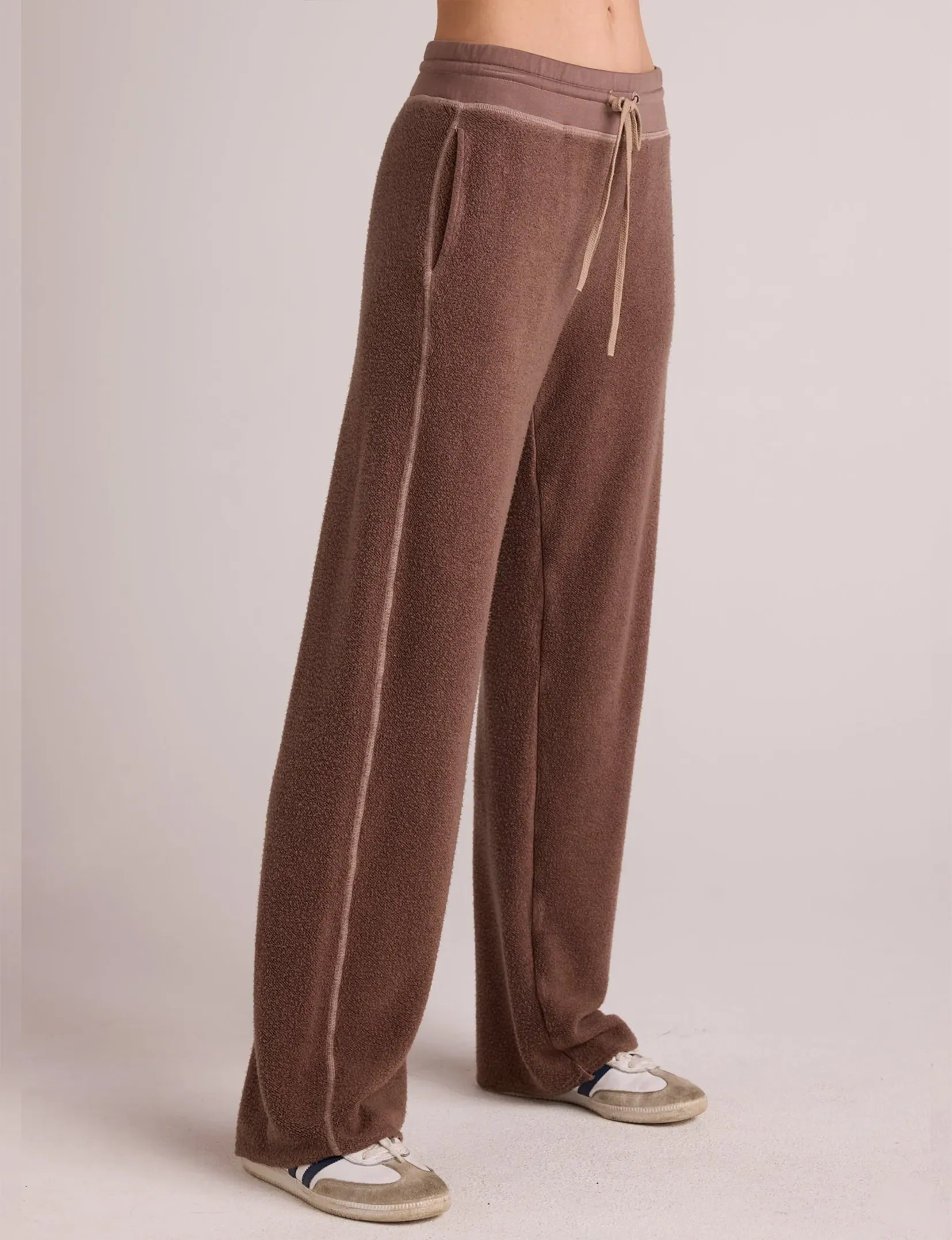 French Terry Wide Leg Sweatpant, Mocha Mist