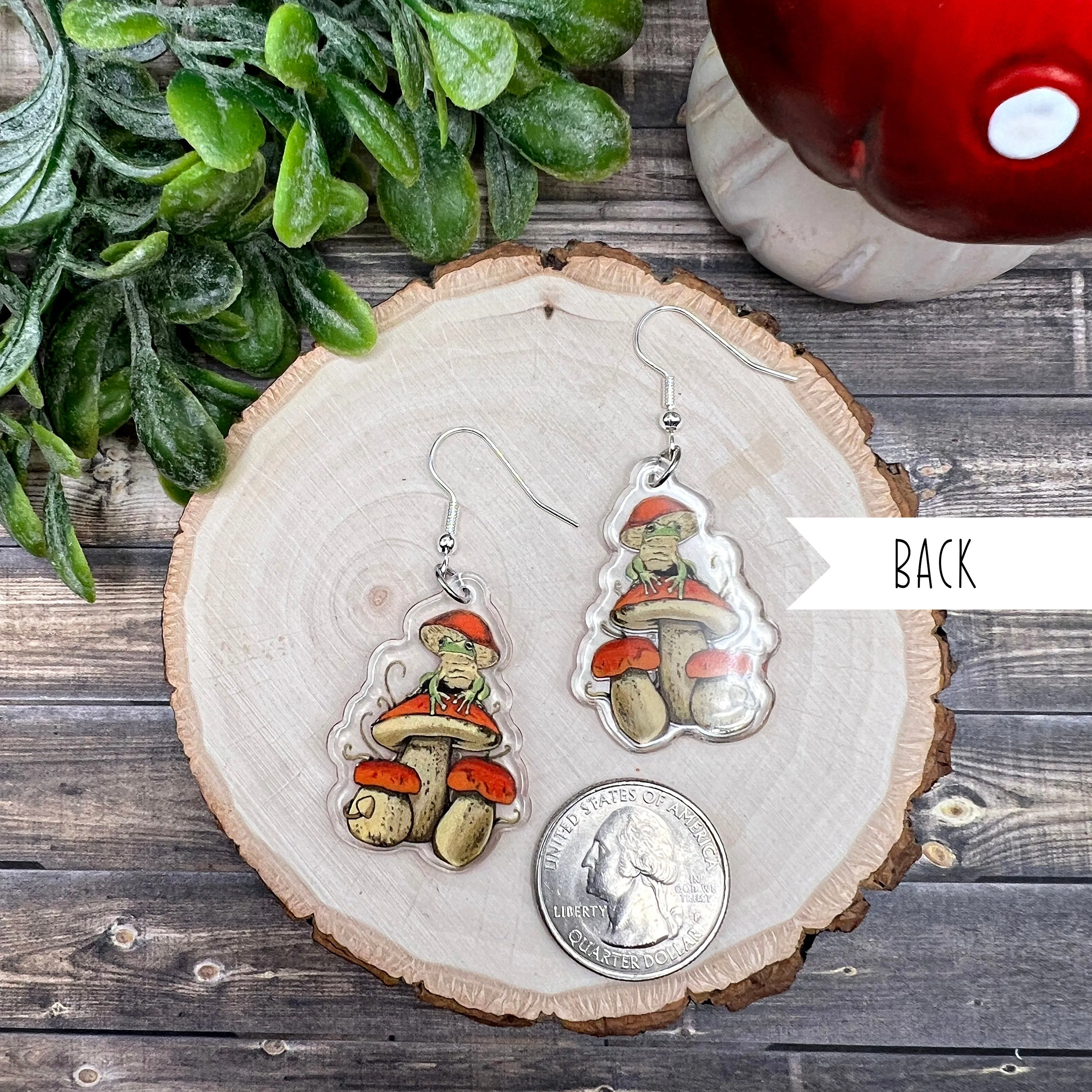 Frog Mushroom Acrylic Earrings