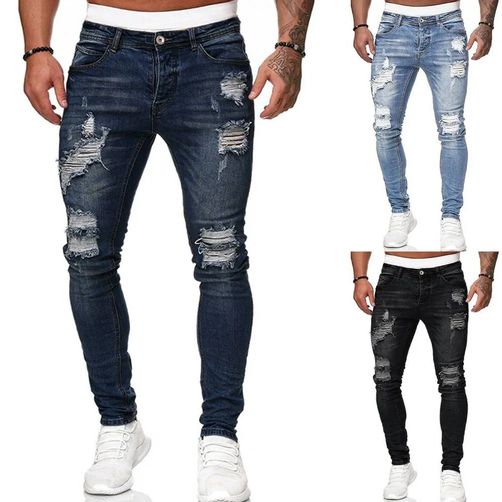 Funki Buys | Pants | Men's Ripped  Distressed Skinny Jeans