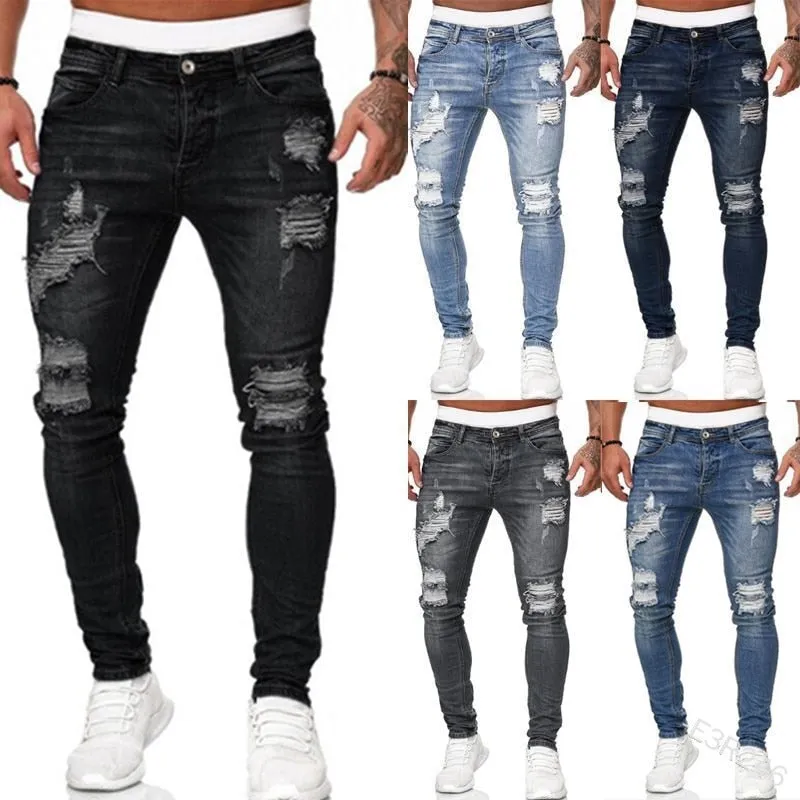 Funki Buys | Pants | Men's Ripped  Distressed Skinny Jeans