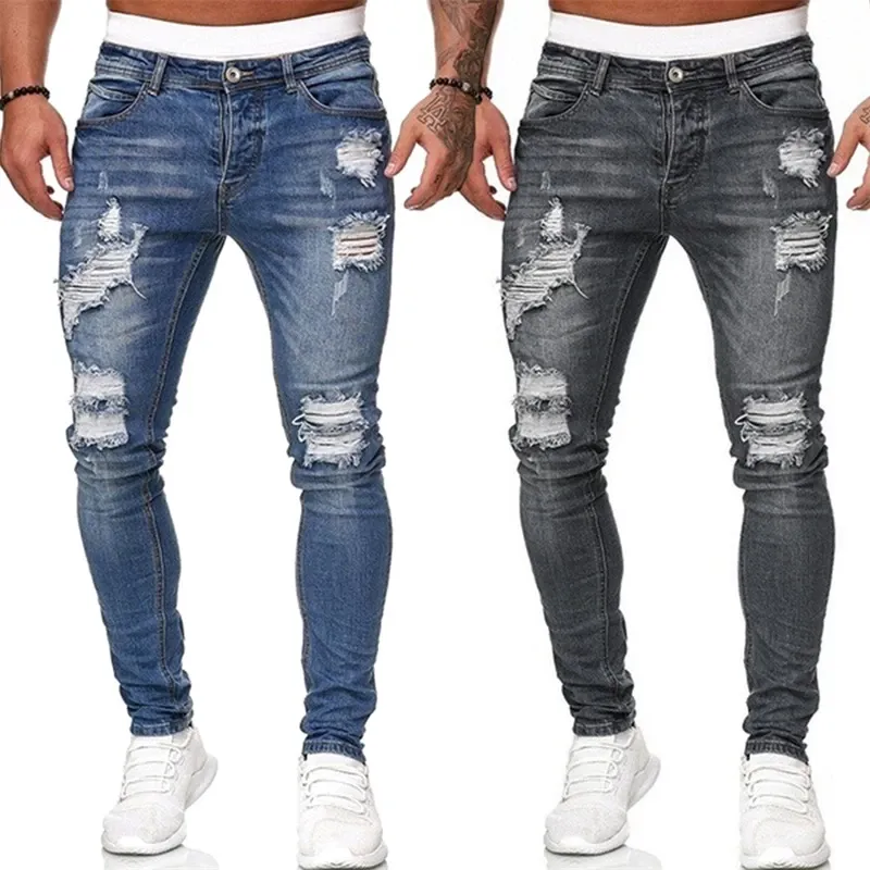 Funki Buys | Pants | Men's Ripped  Distressed Skinny Jeans