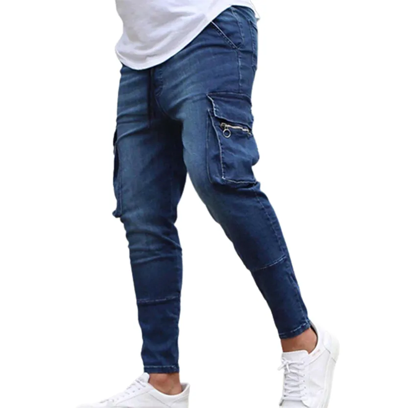 Funki Buys | Pants | Men's Stretch Slim Fit Cargo Skinny Jeans