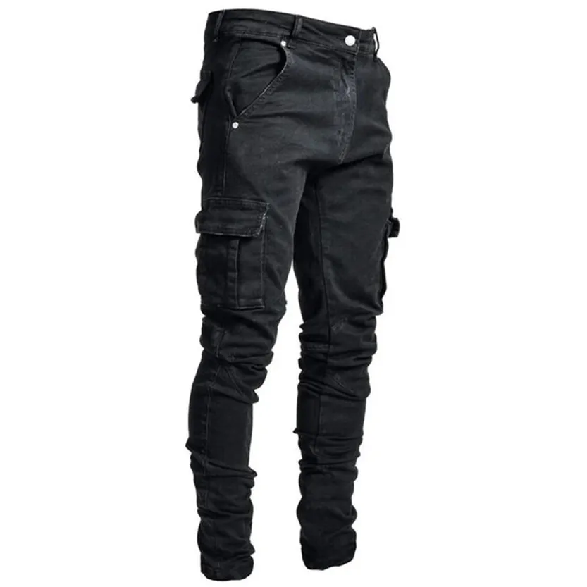 Funki Buys | Pants | Men's Stretch Slim Fit Cargo Skinny Jeans