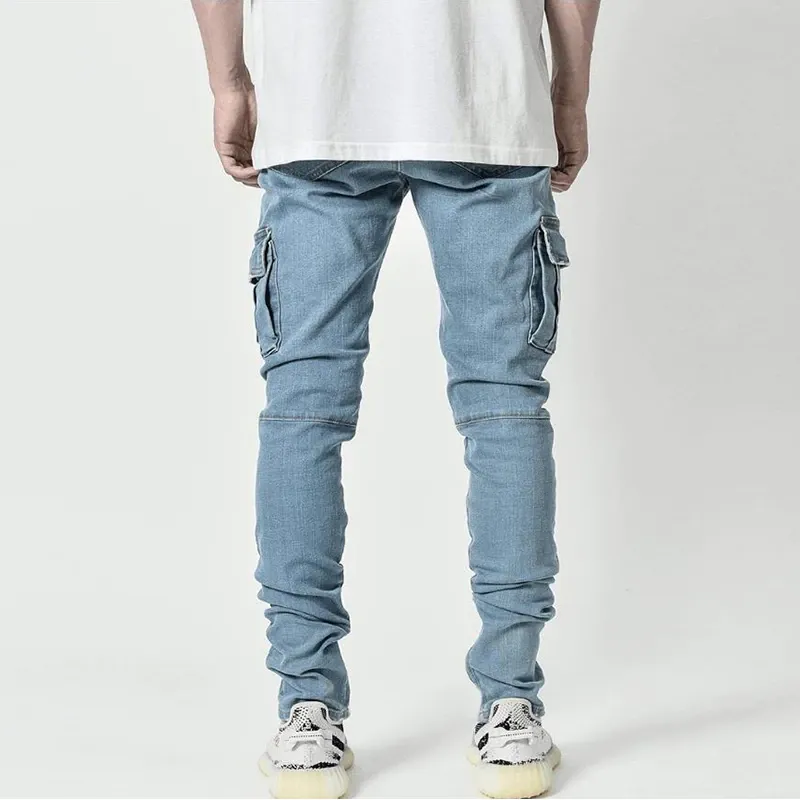 Funki Buys | Pants | Men's Stretch Slim Fit Cargo Skinny Jeans