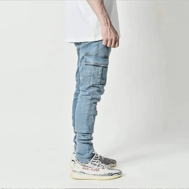 Funki Buys | Pants | Men's Stretch Slim Fit Cargo Skinny Jeans