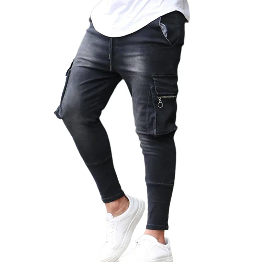 Funki Buys | Pants | Men's Stretch Slim Fit Cargo Skinny Jeans