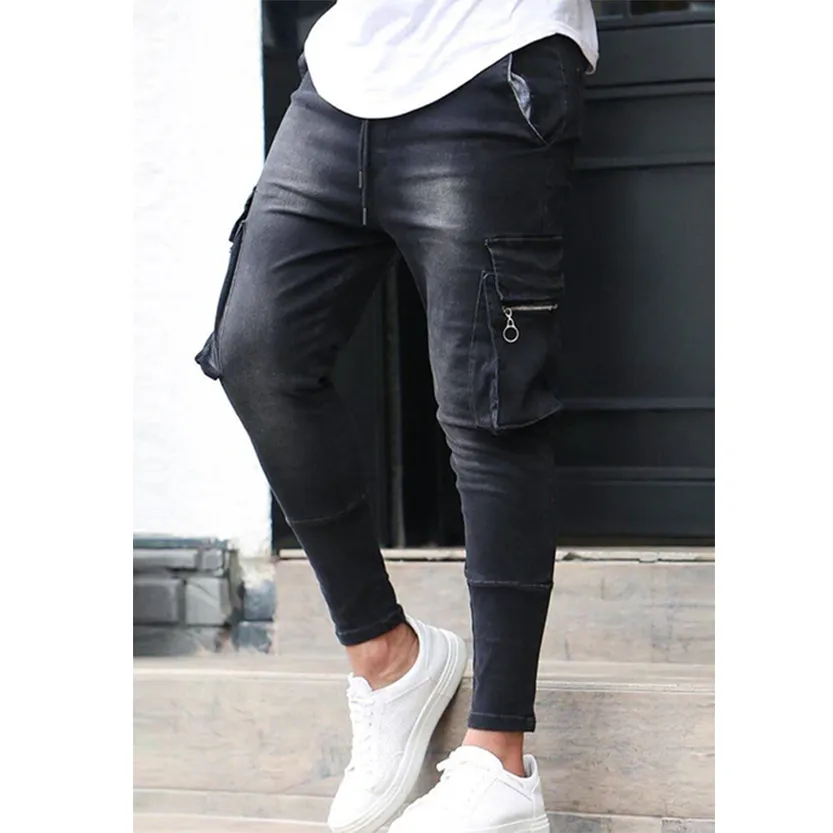 Funki Buys | Pants | Men's Stretch Slim Fit Cargo Skinny Jeans