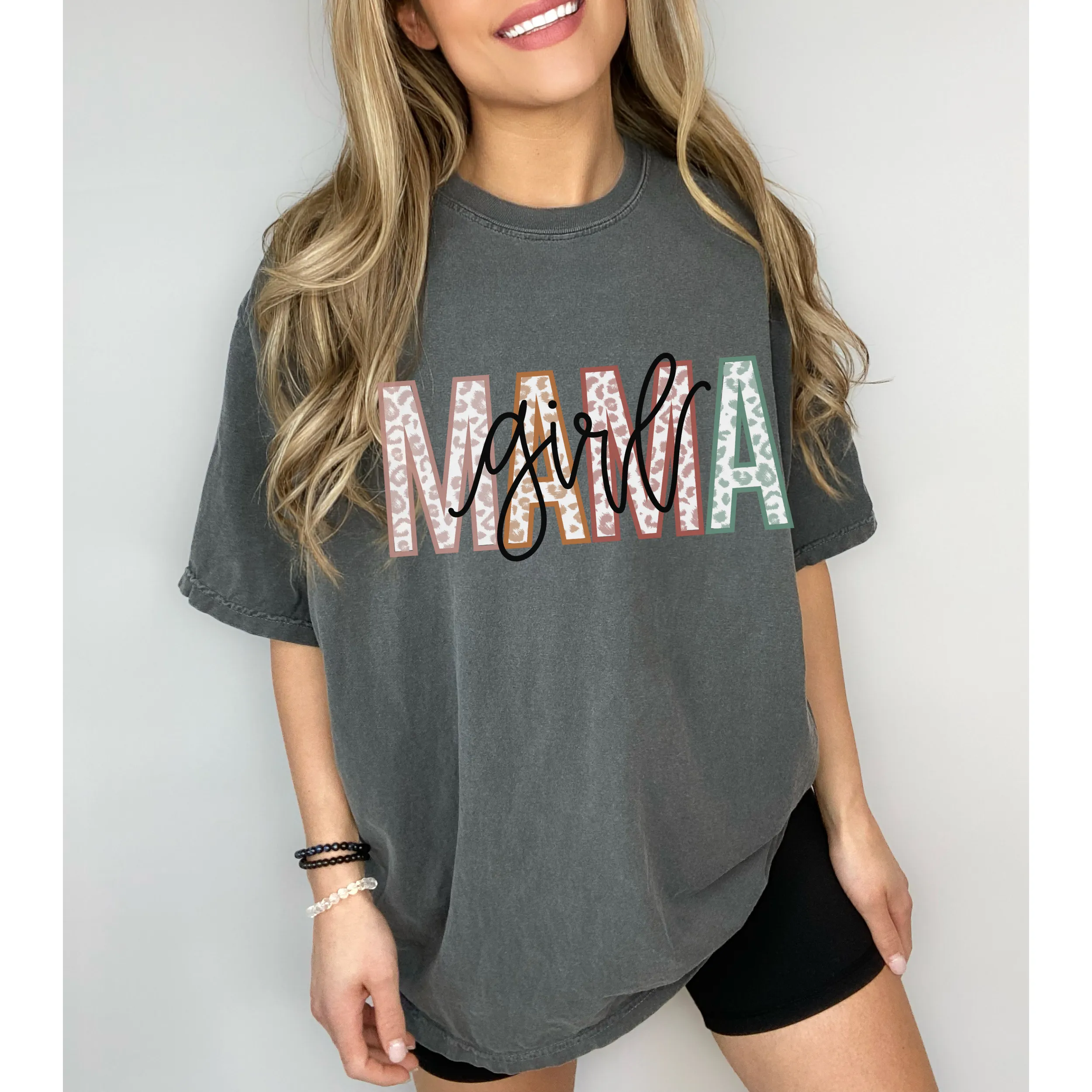 Girl Mama Comfort Colors® T-Shirt, Mother's Day Gift, Gift for Mom, Pastel Flower Letters T-Shirt in Six Spring Colors, Garment Dyed T-Shirt