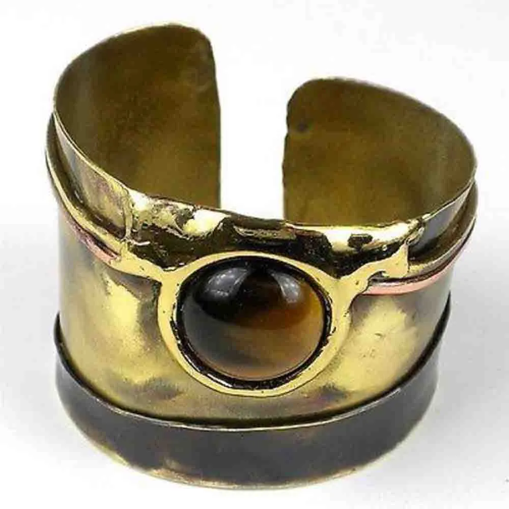 Gold Tiger Eye Statement Cuff Brass Images