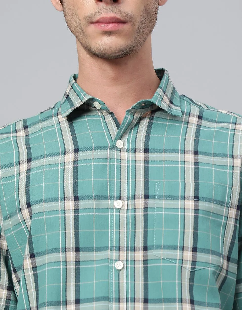 Green Checks Printed Shirt