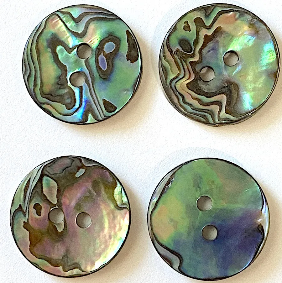 Greens & Blues Vivid Abalone Button 3/4"  2 Holes  #SK-035