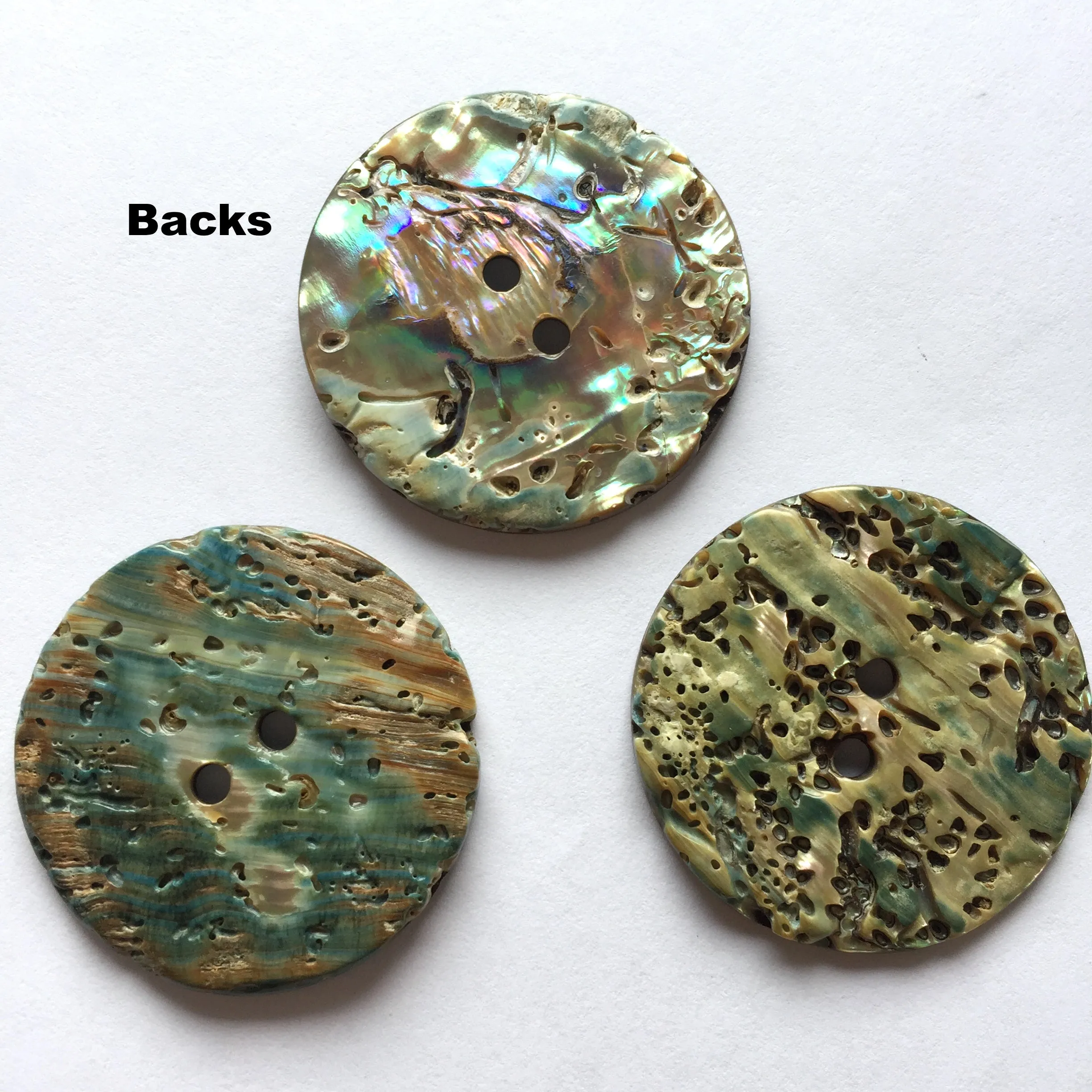 Greens & Blues Vivid Abalone Button 3/4"  2 Holes  #SK-035