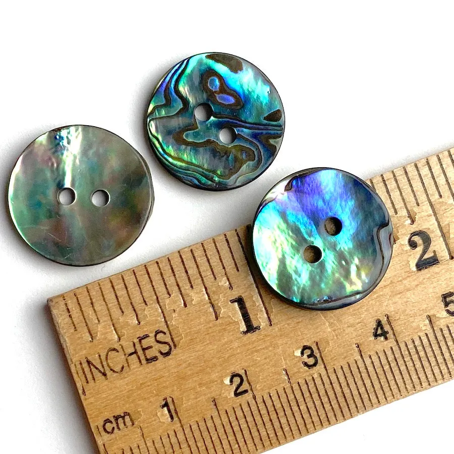 Greens & Blues Vivid Abalone Button 3/4"  2 Holes  #SK-035