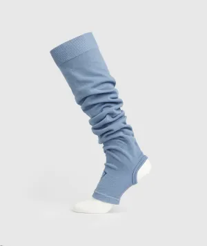 Gymshark Ribbed Cotton Seamless Leg Warmers - Faded Blue