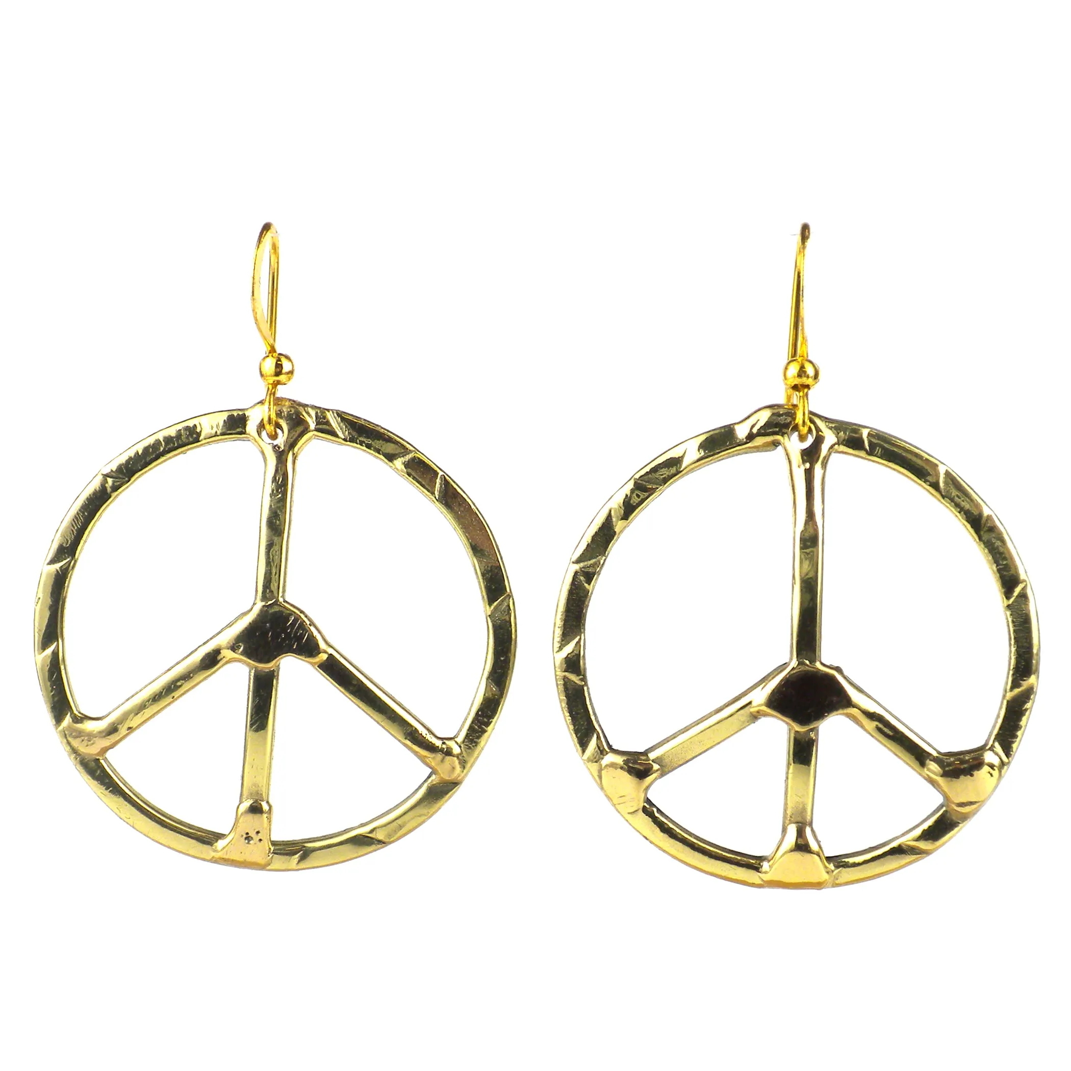 Hammered Brass Peace Sign Earrings Brass Images