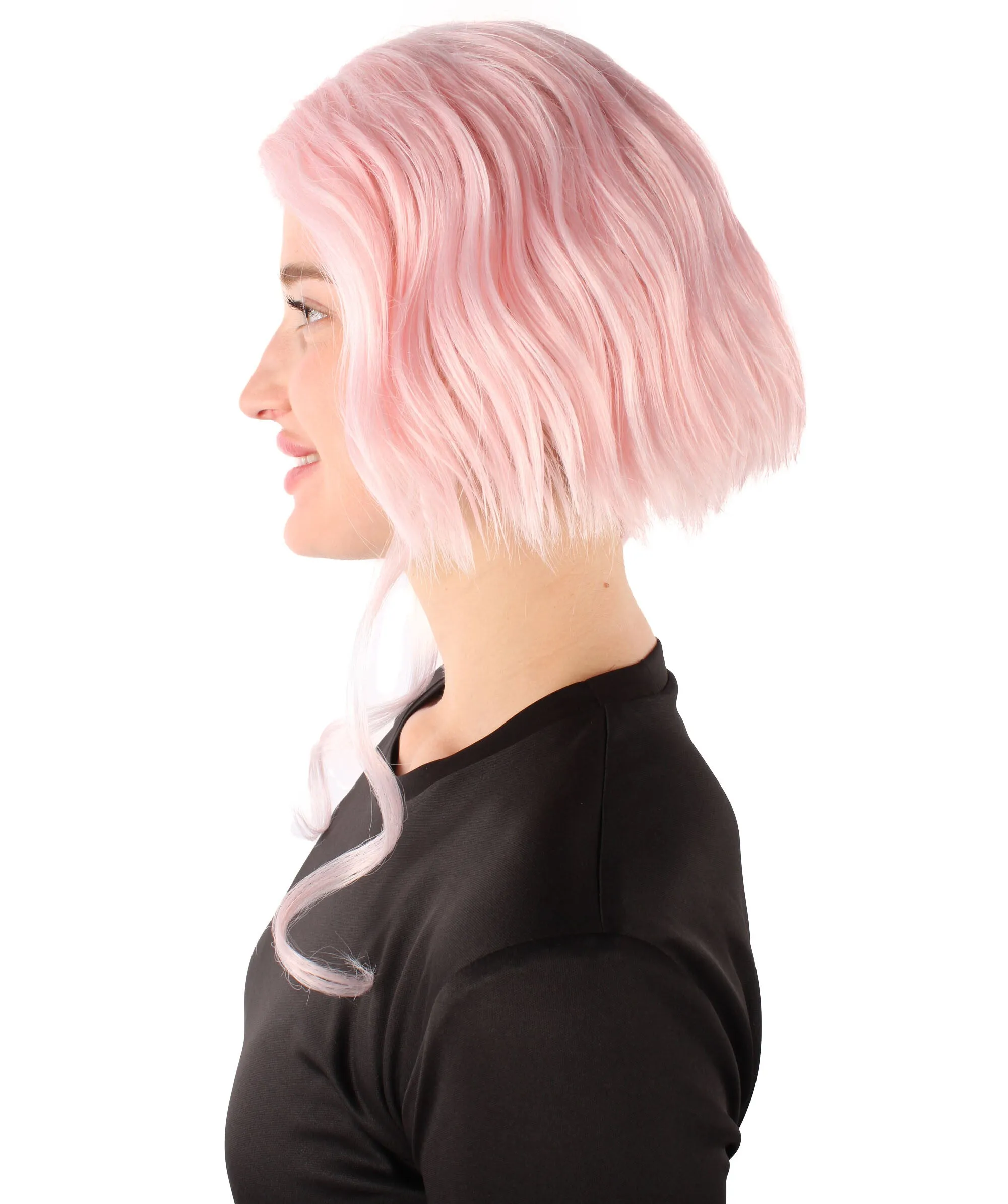 HPO Adult Women's American Rapper Pink Short Wig, Best for Halloween, Flame-retardant Synthetic Fiber