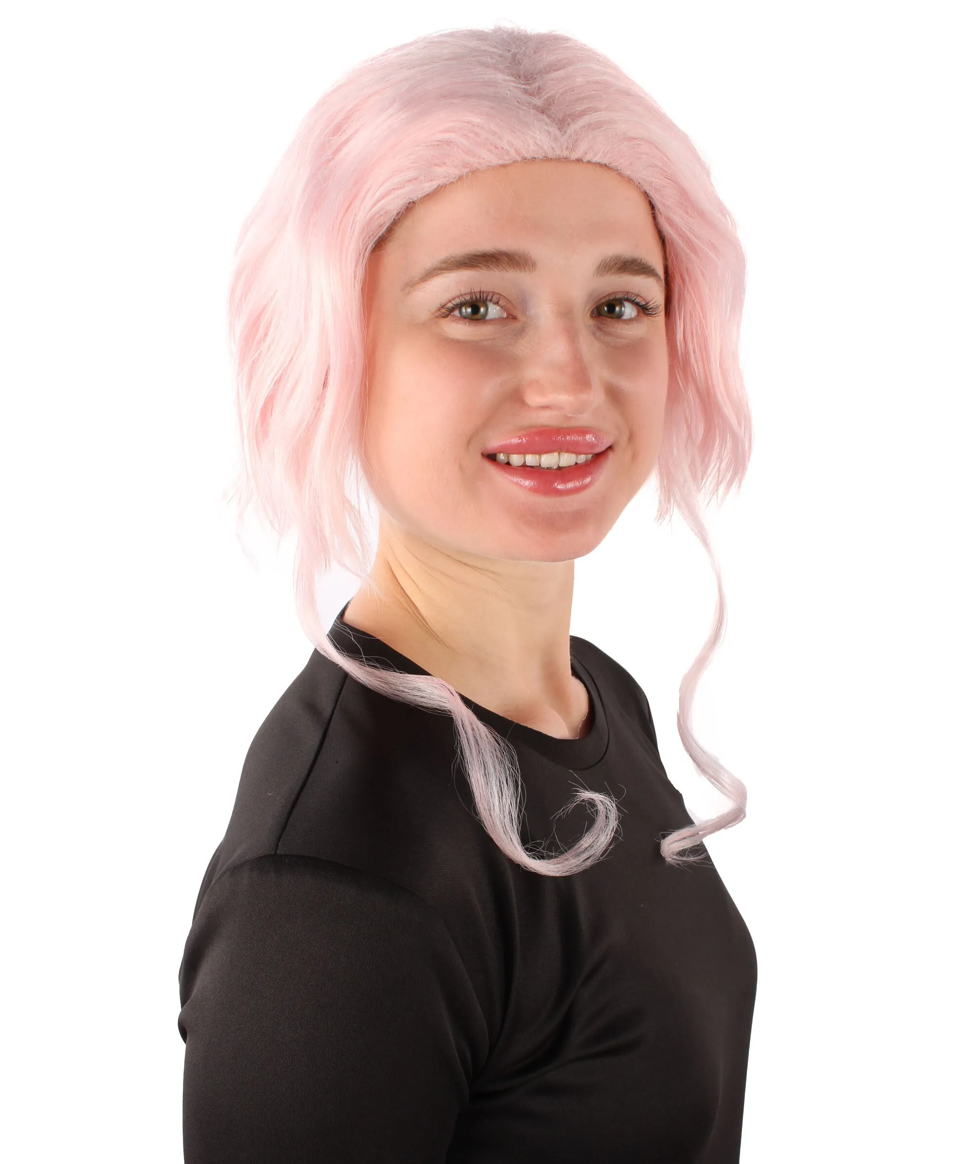 HPO Adult Women's American Rapper Pink Short Wig, Best for Halloween, Flame-retardant Synthetic Fiber