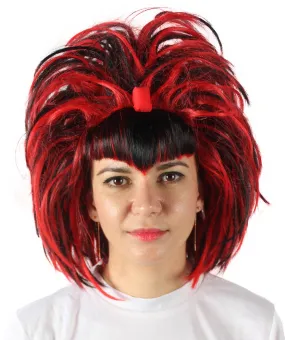 HPO Adult Women’s Evil Sorceress Black and Red Gothic Updo Wig | Flame-retardant 100% Synthetic Fiber Cosplay Wig