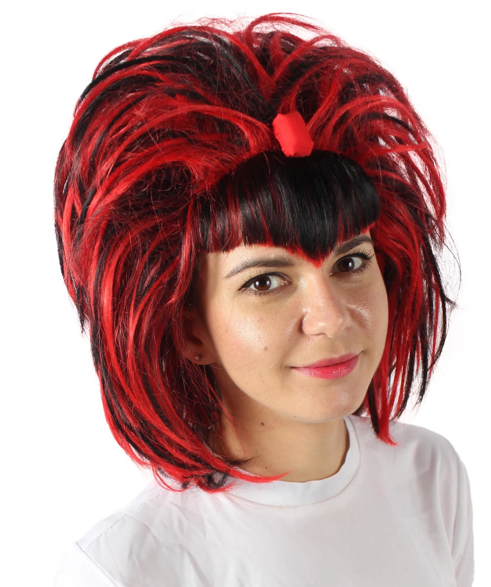 HPO Adult Women’s Evil Sorceress Black and Red Gothic Updo Wig | Flame-retardant 100% Synthetic Fiber Cosplay Wig