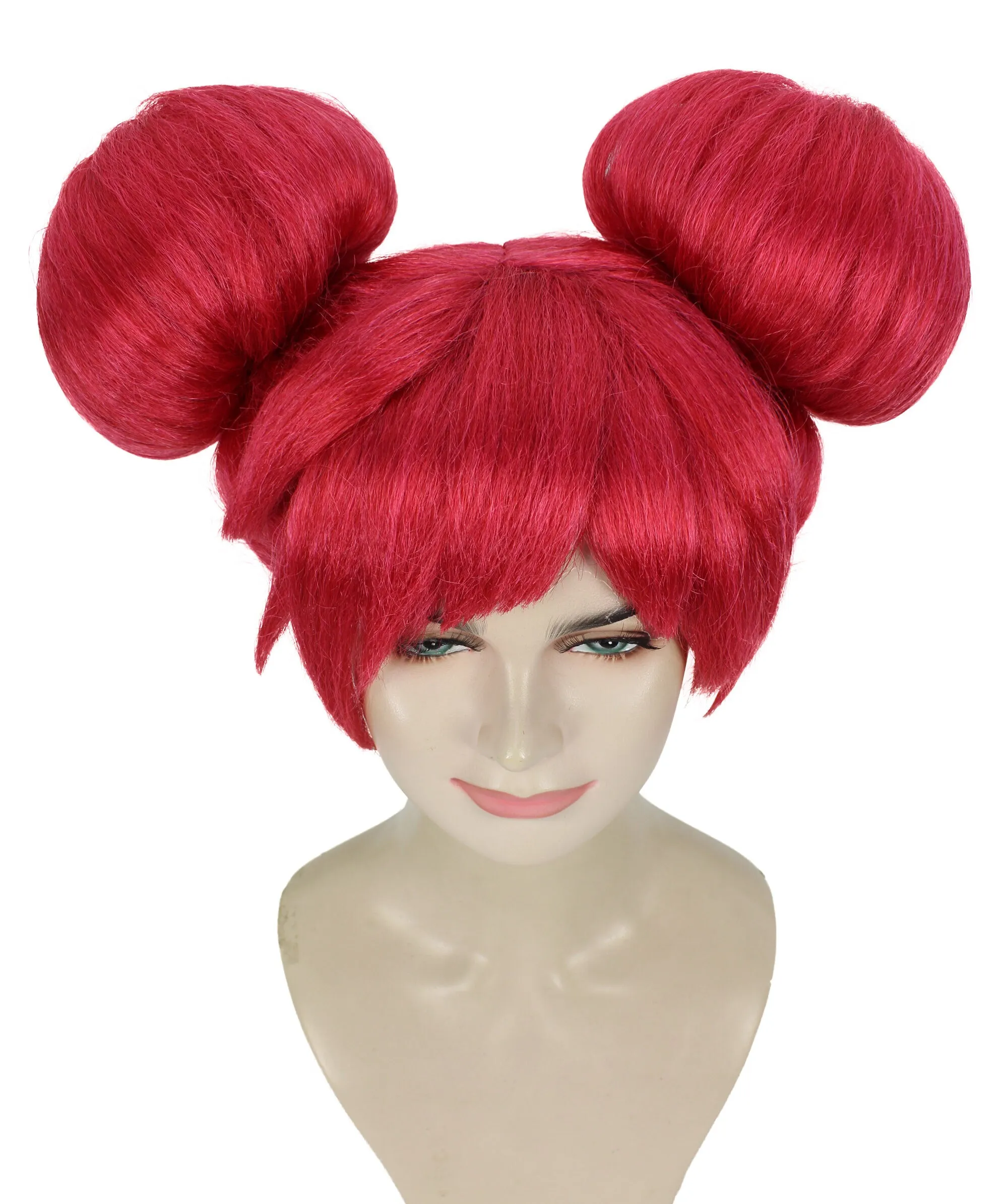 HPO Adult Women's Japanese Magical Girl red Bun Wig | Best for Halloween | Flame-retardant Synthetic Fiber