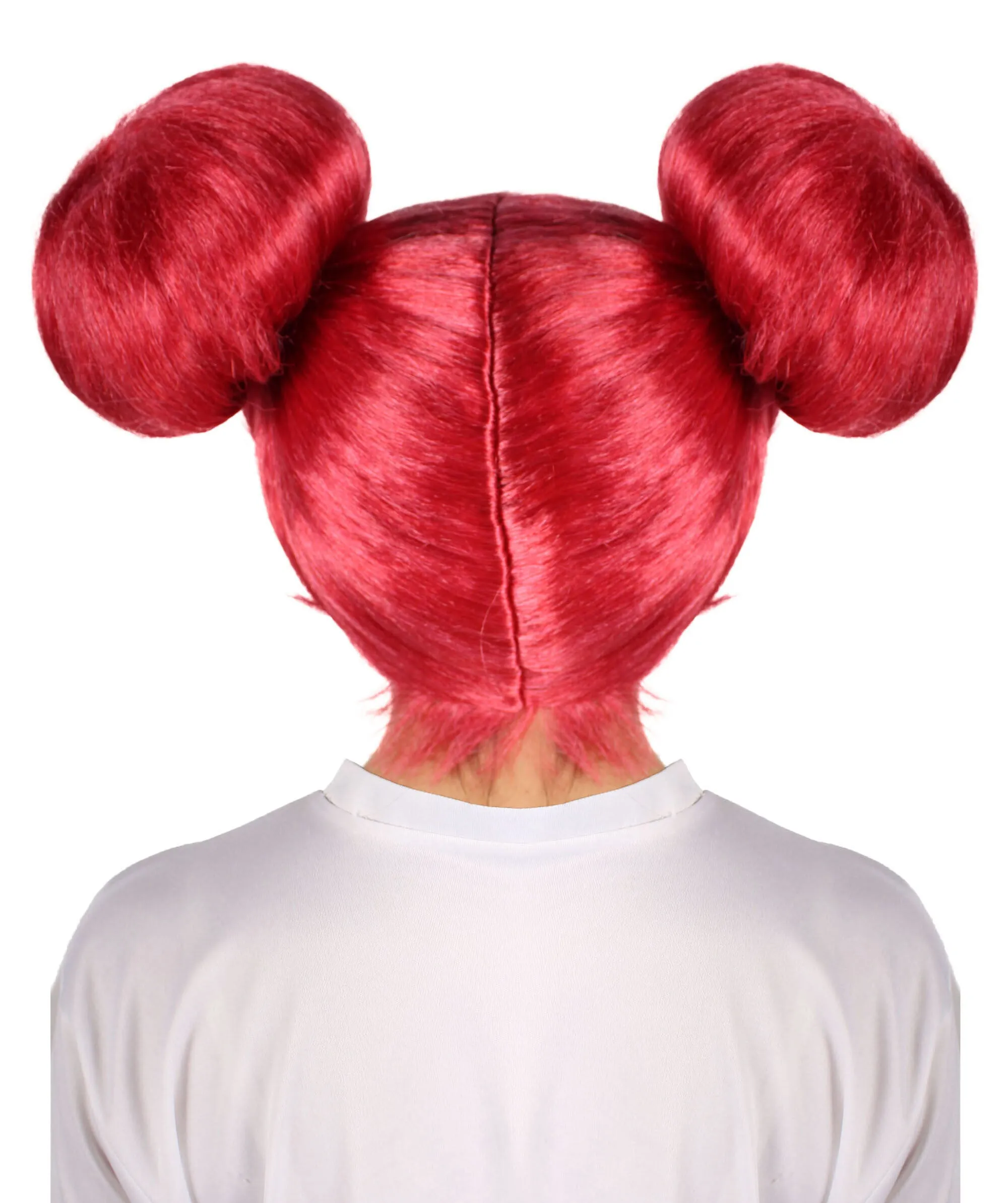 HPO Adult Women's Japanese Magical Girl red Bun Wig | Best for Halloween | Flame-retardant Synthetic Fiber