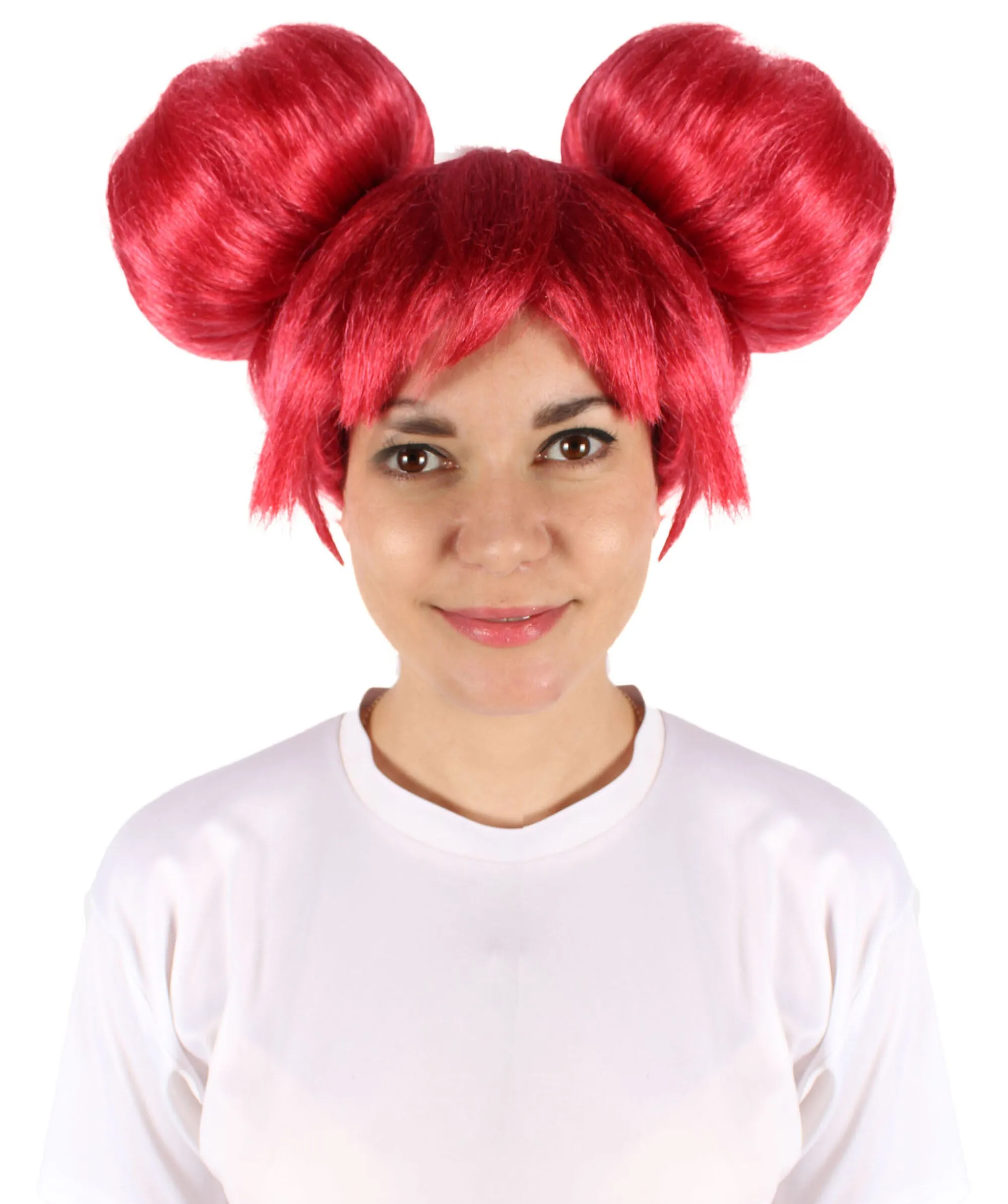 HPO Adult Women's Japanese Magical Girl red Bun Wig | Best for Halloween | Flame-retardant Synthetic Fiber