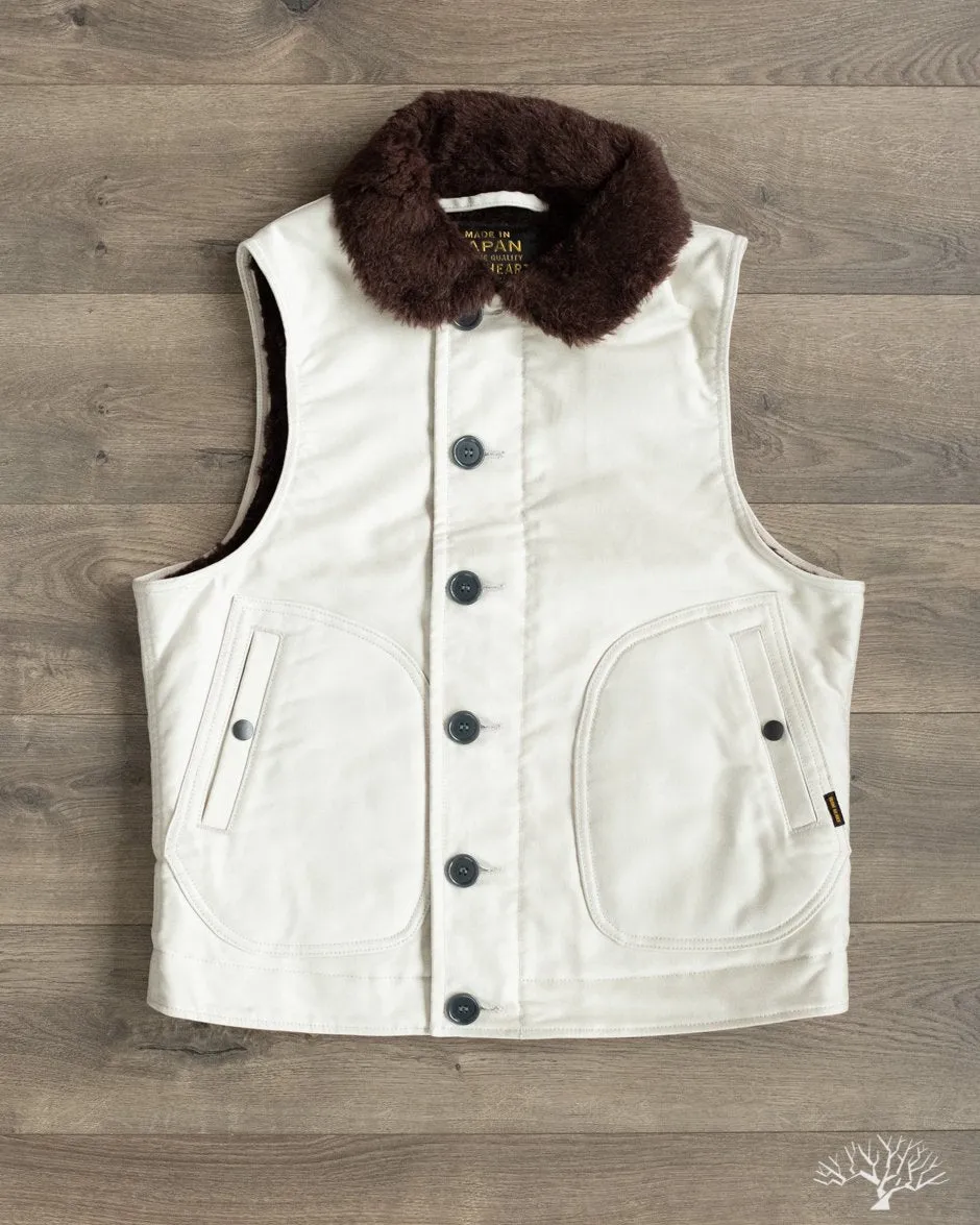 IHV-22-IVO - Alpaca Lined Whipcord N1 Deck Vest - Ivory