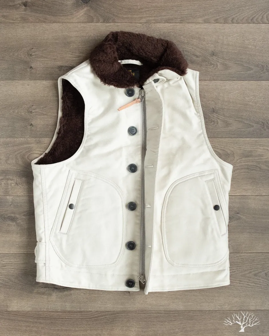 IHV-22-IVO - Alpaca Lined Whipcord N1 Deck Vest - Ivory