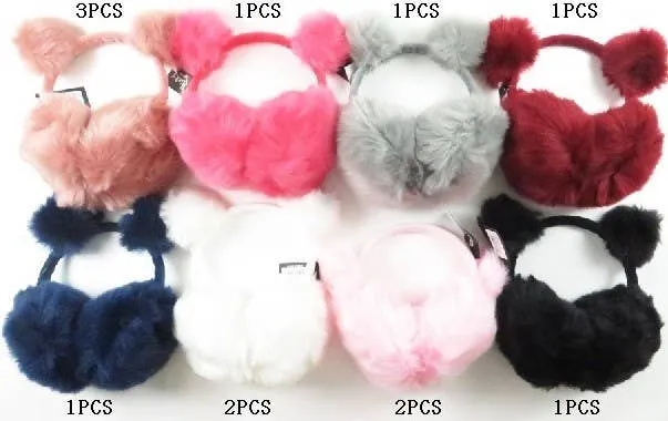 Instant Shipping! Solid Colored Bear Eared Faux Fur Ear Muffs