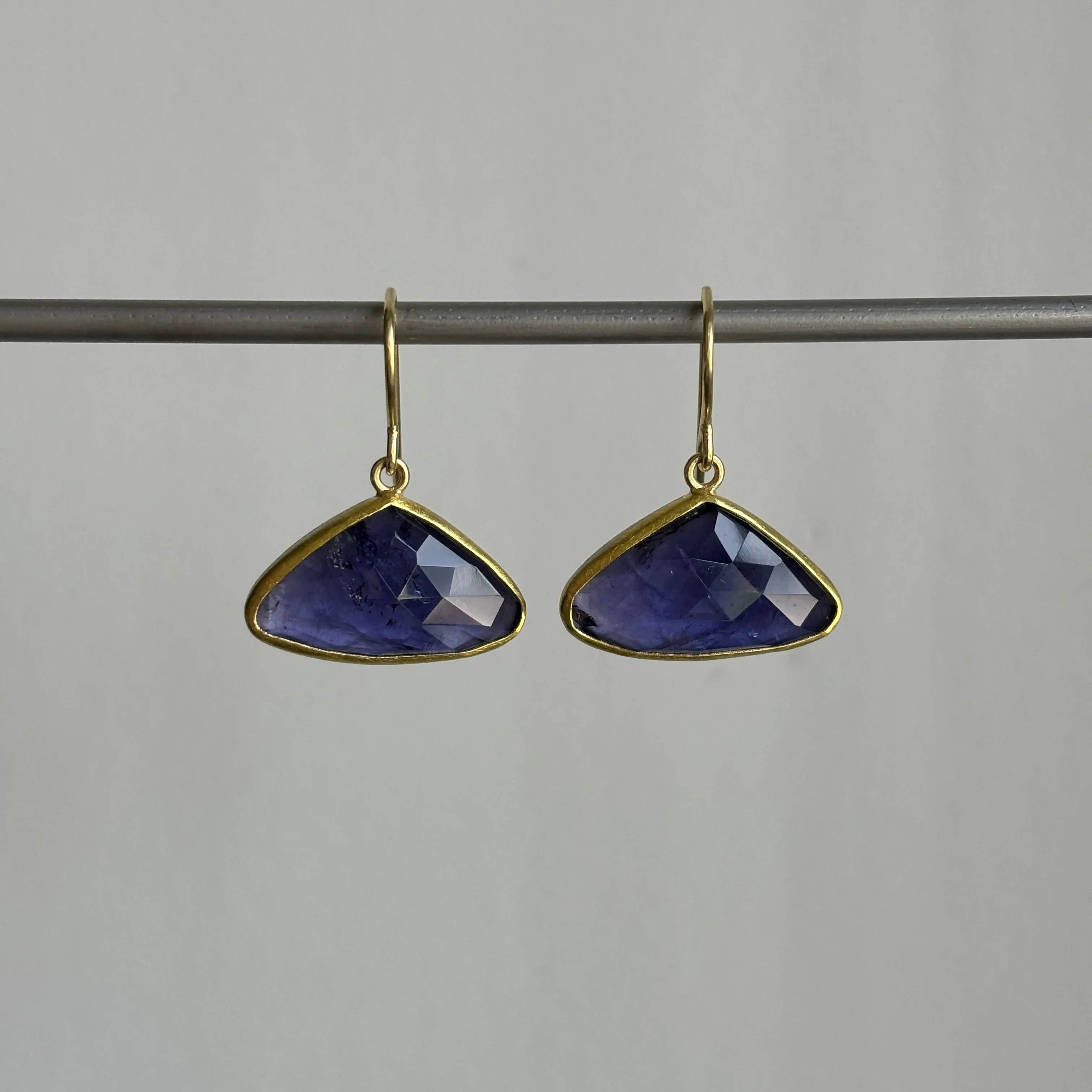 Iolite Triangle Earrings