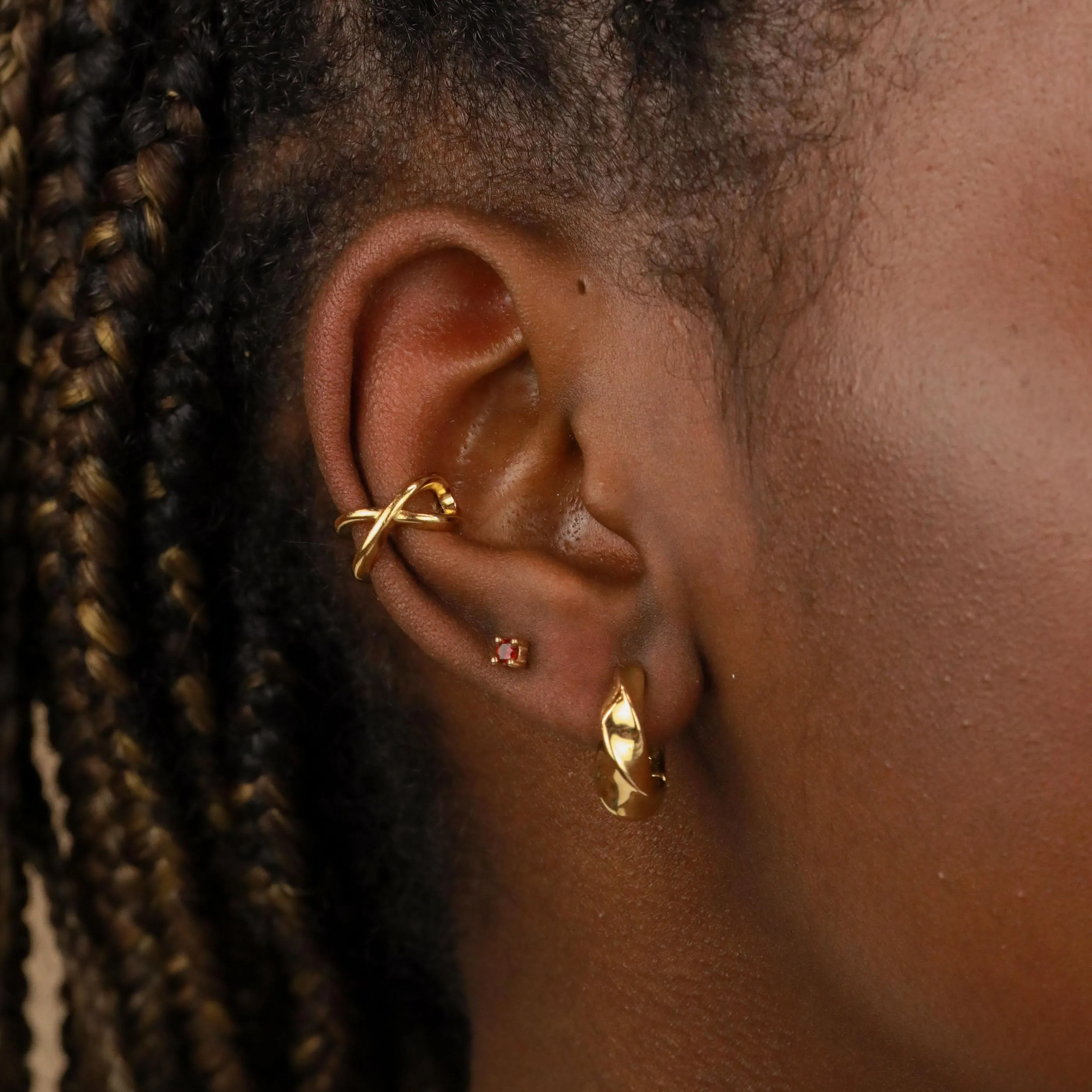 January Birthstone Stud Earrings in Gold with Garnet CZ