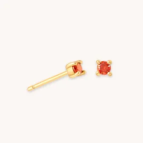 January Birthstone Stud Earrings in Gold with Garnet CZ