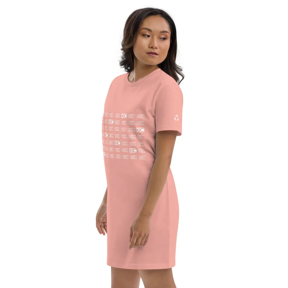 KIC Organic Cotton T-Shirt Dress in Black or Pink with Echo Print