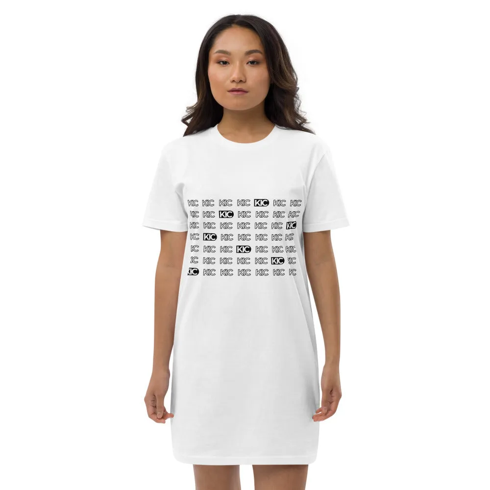 KIC Organic Cotton T-Shirt Dress in Grey or White with Echo Print