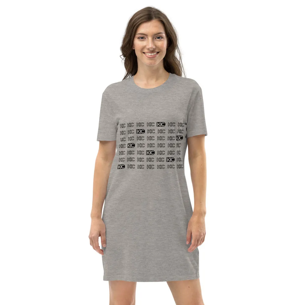 KIC Organic Cotton T-Shirt Dress in Grey or White with Echo Print