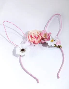 Kids Easter Party Flower Bunny Ear Headband