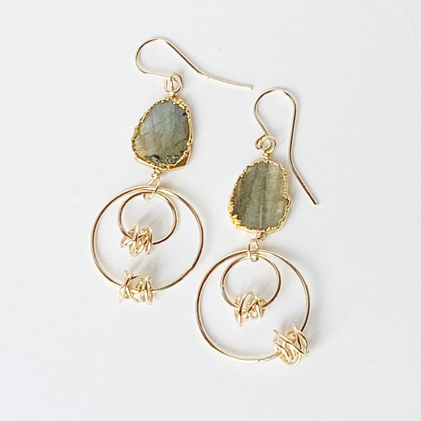 Knots of Love Stone Goldfill Swirl Earrings