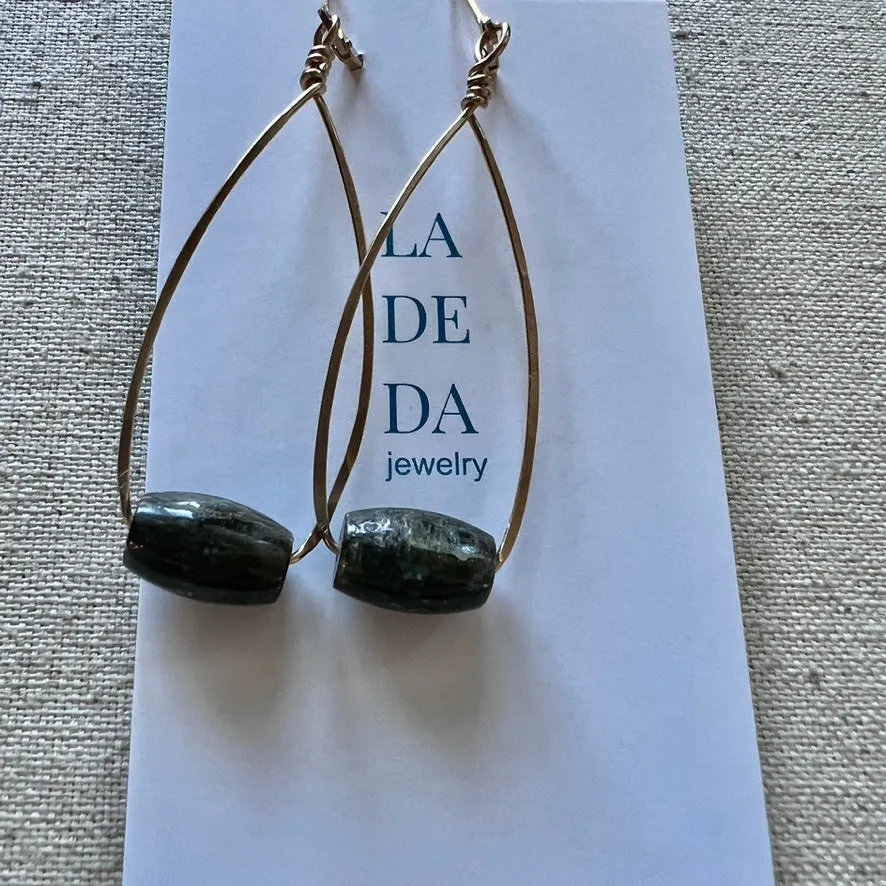 Kyanite Barrel Earrings in Gold