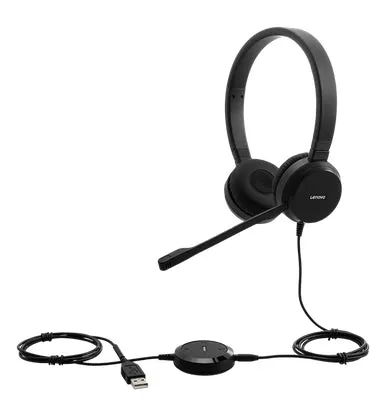 Lenovo Pro Wired Stereo Voip Headset - Headset - On-Ear - Wired - Black