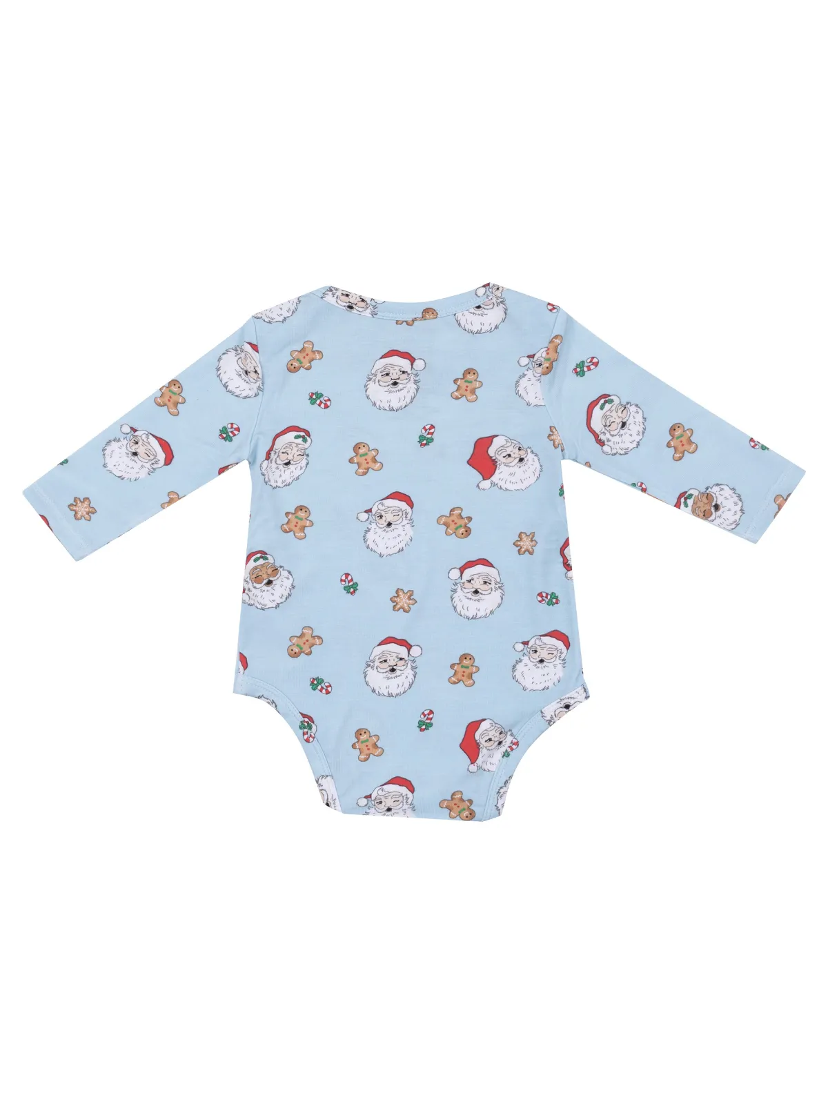 Long Sleeve Bodysuit, Vintage Santas Blue