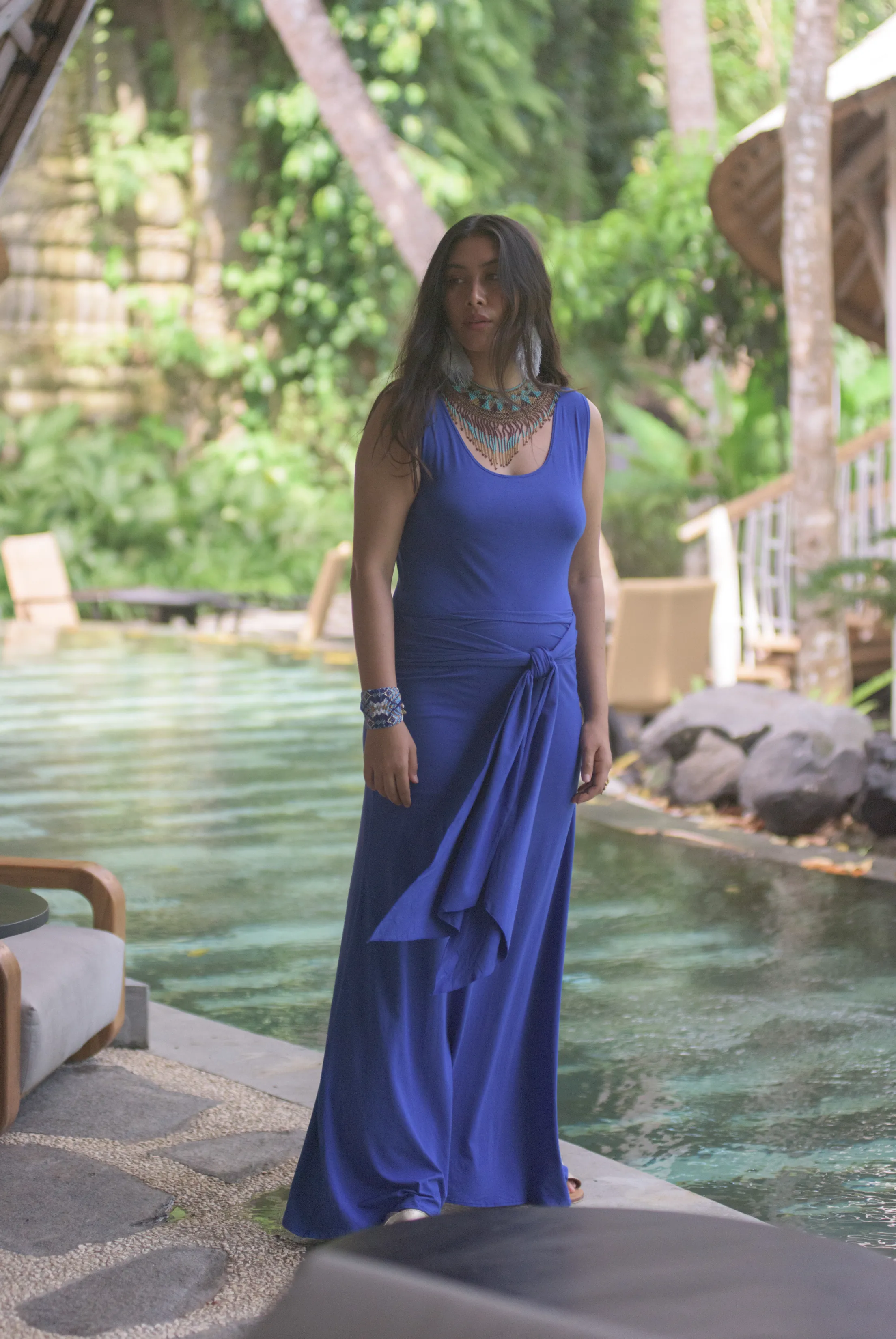 LONG VEST DRESS COBALT BLUE