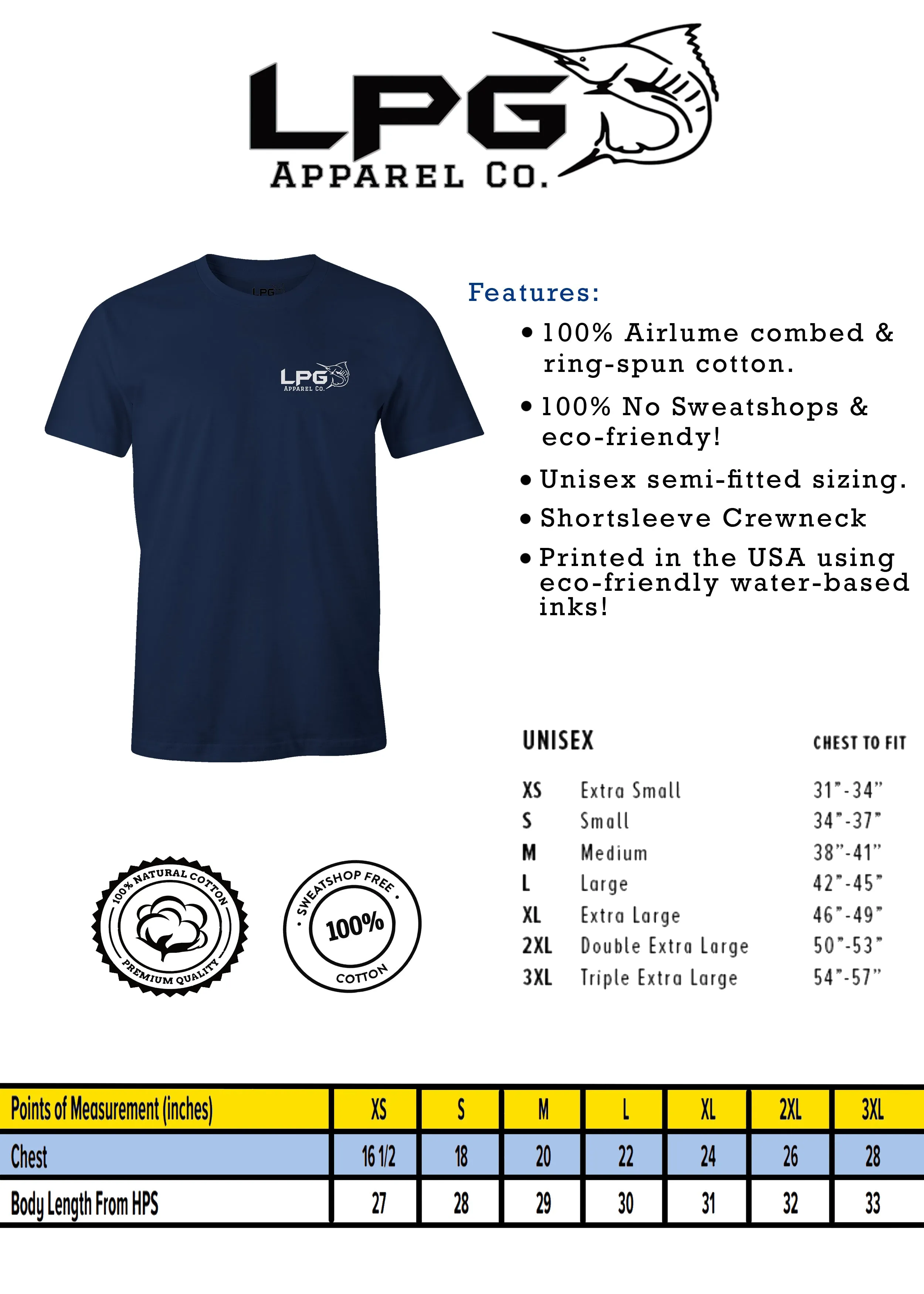 LPG Apparel Co. Retro Marlin Round Logo T-Shirt