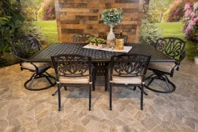 LYNNWOOD 7 PIECE DINING SET - 46" x 86" Weave Dining Table, 4 Chairs and 2 Swivel Chairs