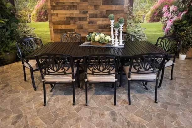 LYNNWOOD 9 PIECE DINING SET - 46" x 93" Stone Harbor Dining Table and 8 Chairs