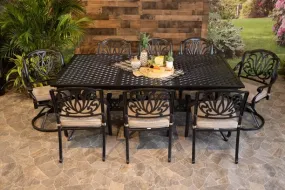 LYNNWOOD 9 PIECE DINING SET - 48" x 84"-127" Extension Weave Dining Table, 6 Chairs and 2 Swivel Chairs